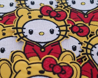 Honey Bear-Inspired Kitty Patch – Iron-On or Sew-On | Cozy Character Mashup | 3x2.5"