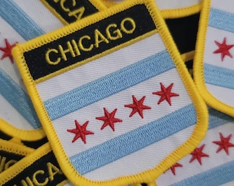 Chicago City Flag Patch – Embroidered Iron-On / Sew-On Badge (2x3)