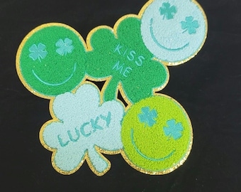 Lucky Smiley Shamrock Patch – St. Patrick’s Day Embroidered Badge