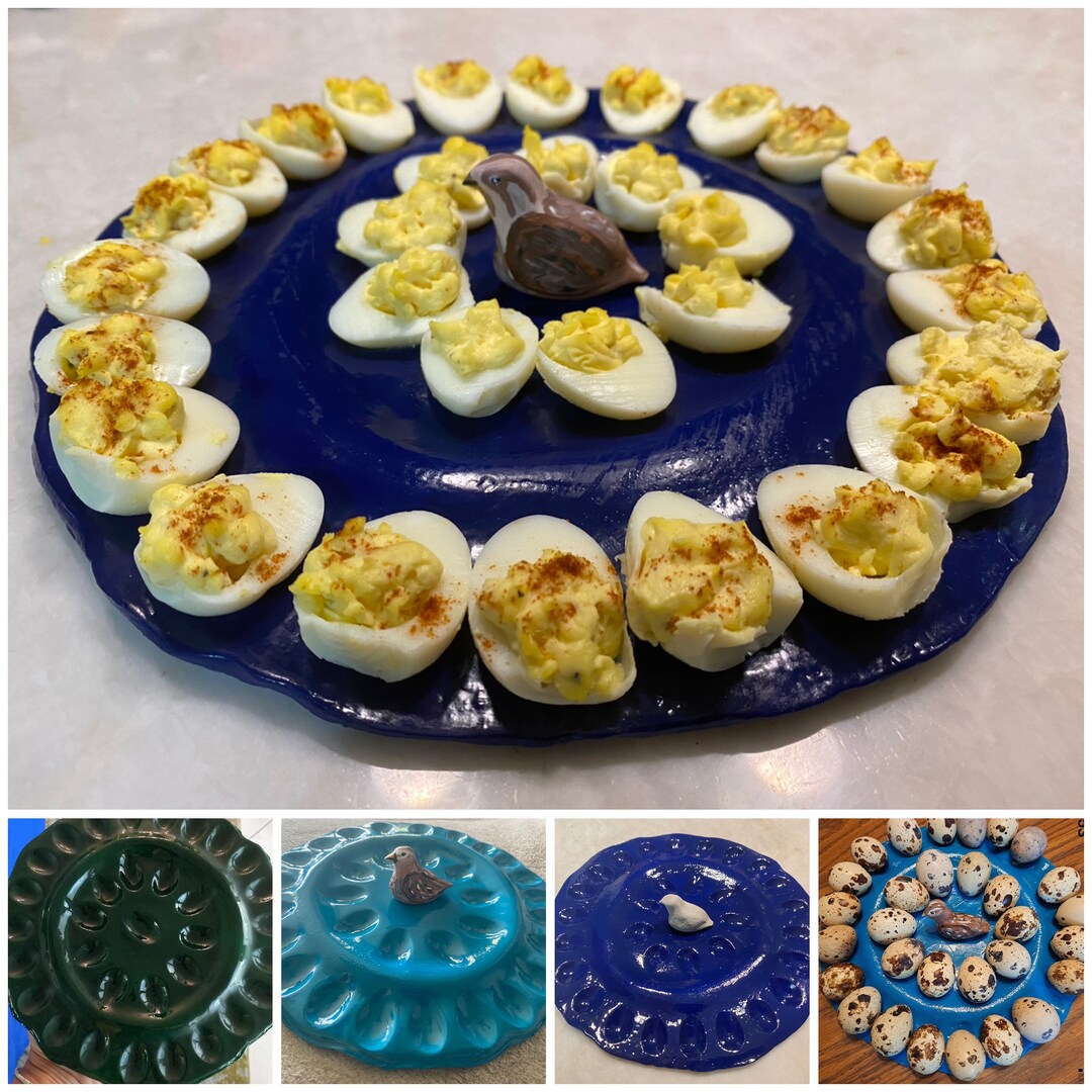 Custom Handmade Quail Egg Deviled Egg Plate 8 1/2 Made With Polymer