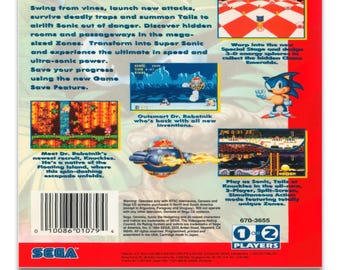 Sonic the Hedgehog 3 Sega Genesis Soundtrack “knuckles Red Variant
