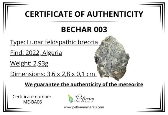 Lunar Meteorite Bechar 003 – Algeria - Etsy