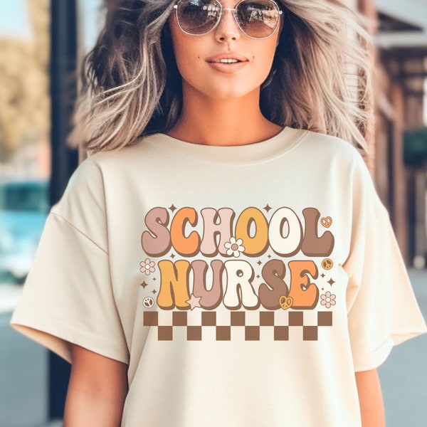 School nurse tee, registered nurse tshirt, RN gift, RN apparel, healthcare worker, retro school nurse shirt, gift for school nurse