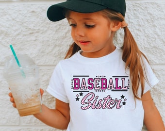 Retro Baseball sister shirt, checkered baseball tee, toddler baseball tee, youth girl baseball shirt, gift for her, sister gift for baseball