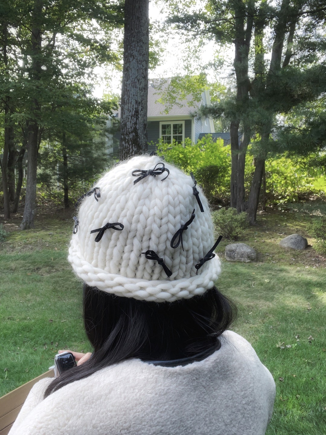 Pumpkin Spice Gang Cuffed White Thread Beanie