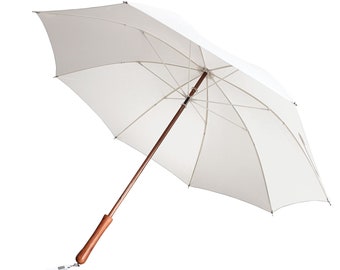 White Classic Wedding Umbrella Wooden Handle Waterproof UPF 30+