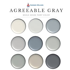 Agreeable Gray Color Palette PDF – Sherwin Williams Kitchen Cabinets & Island, Gray Exterior  Doors, DIY Paint Guide