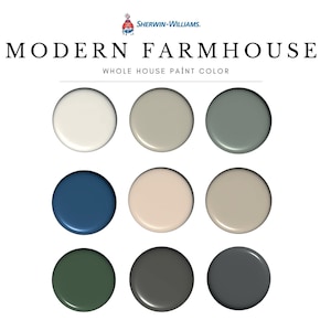 Modern Farmhouse Paint Palette, Sherwin-Williams, Modern Farmhouse Paint Colors 2025, Modern Farmhouse Interior, Paint Colors, Alabaster