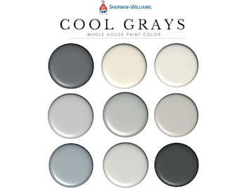 Sherwin Williams Cool Grays Home Paint Palette, House Grey Color Scheme, Interior Paint Colors, Cool Modern Grays, Whole House Paint Color