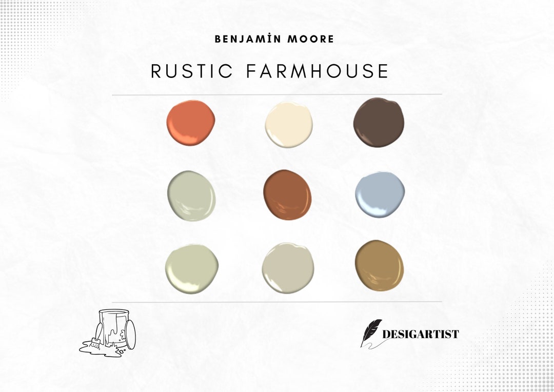 Rustic Farmhouse Paint Colors Color Palette Benjamin Moore Etsy