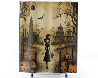 Goth bathroom decor, Halloween Shower Curtain, Victorian, Spooky,