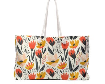Tulip Floral Weekender Bag | Spring Floral Tote