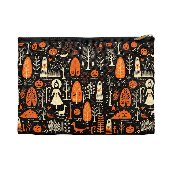 Accessory Pouch for Halloween, Scandi Style, Mid Century, Pencil case holder, make up bag, travel pouch