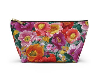 Vibrant Floral Bouquet Accessory Pouch | T-Bottom Makeup Bag
