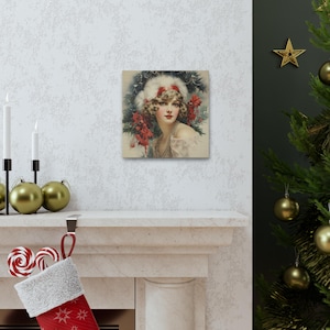 Canvas Gallery Wraps, Hollywood Christmas Wall Art, Vintage Holiday Decor, Traditional Colors Canvas Print, Old Hollywood Glam Home Decor