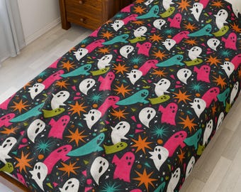 Halloween Ghost Plush Blanket, Spooky Star Throw