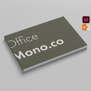 K&ouml;nnte beinhalten: Ein dunkelgr&uuml;nes B&uuml;chlein mit dem Text "Office Mono.co" in Wei&szlig;.
