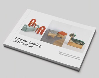 Plantilla de Photoshop para catálogo de portafolio de diseño de interiores - Folleto de arquitectura (formato A5)