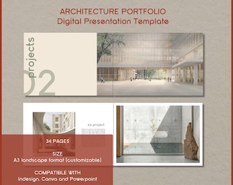 Indesign Template Portfolio - Architecture Interior Design Project Proposal Catalog - Powerpoint - Canva Format