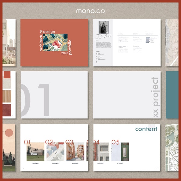 Freelancer Portfolio Template Interior Designer  - Architecture Student Project Layout Brochure - Adobe Indesign Powerpoint A3 Format