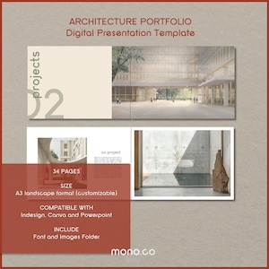 Portfólio de modelos Indesign - Catálogo de propostas de projetos de arquitetura de interiores - Powerpoint - formato Canva