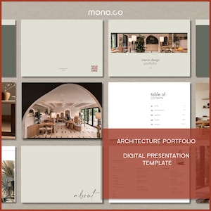 Editable Architect Portfolio Template, Minimalist Interior Design Portfolio, Professional Digital Portfolio for Designers