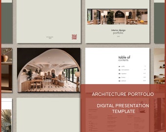 Editable Architect Portfolio Template, Minimalist Interior Design Portfolio, Professional Digital Portfolio for Designers