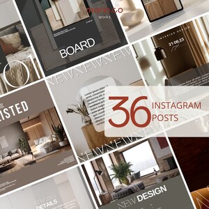 Interior Designer Instagram Template Interior Design Social Media Post Editable IG Template Bundle for Content Designer Creator