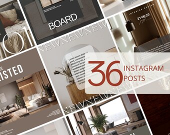 Plantilla de Instagram para diseñadores de interiores. Publicación en redes sociales sobre diseño de interiores. Paquete de plantillas de Instagram editables para diseñadores de contenido.