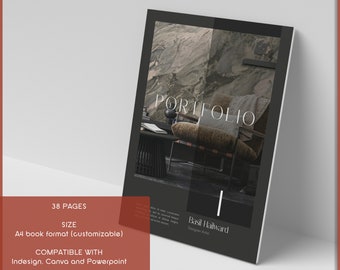 Interior Design Brochure Template Portfolio Student Project Layout - A4 Size Format  - Luxurious Adobe Indesign Powerpoint