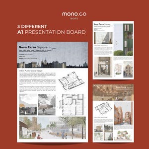 A1 Architecture Presentation Board |  3 Minimalist Templates | Canva Editable