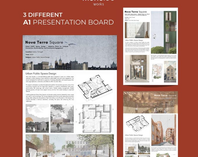 Architecture Presentation Board Template: Editable A1 Canva Layout ...