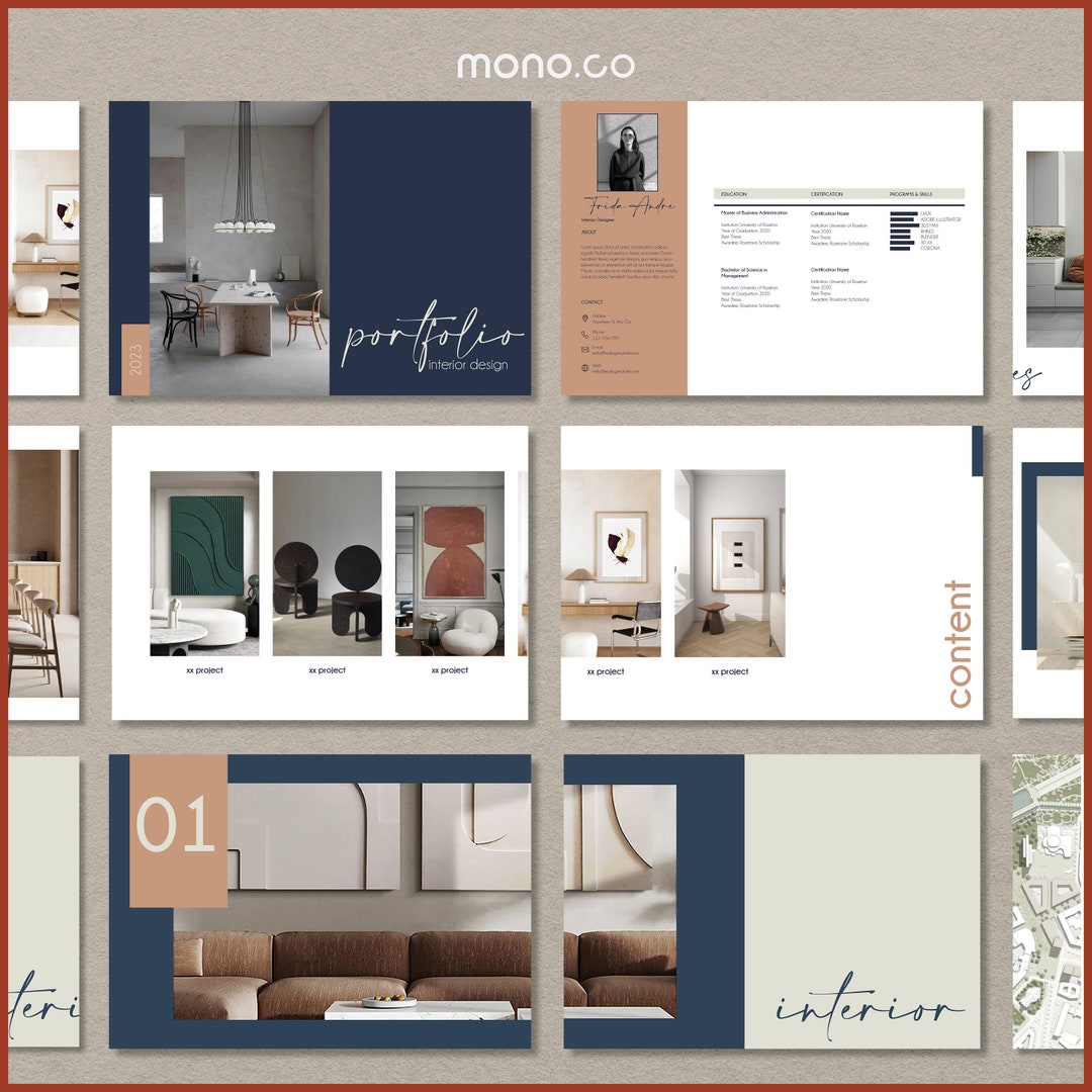 Interior Designer Portfolio Template - Brochure Catalog Design - Modern ...