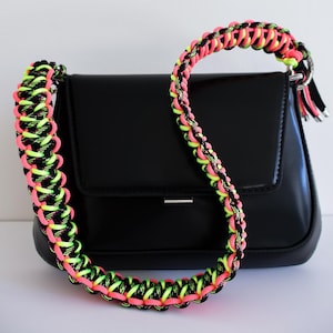 Bandoulière en macramé néon fait main : bandoulière réglable des deux côtés