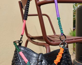 Handmade Neon Pink Crossbody Purse Strap Duo: Interchangeable Bag Straps