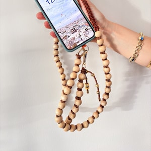 Wooden Beaded Phone Crossbody Straps Custom Mobile Beaded Lanyard Unique Personalized Phone Charm Etsy