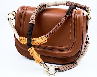 Handmade Two-Piece Purse Strap: Mustard Beige Brown Milan Cord