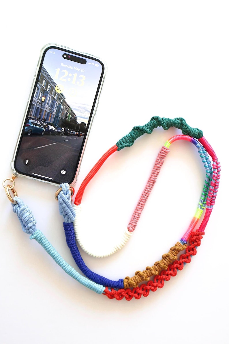Rainbow Phone Crossbody Lanyard - Handmade Colorful Woven Strap - Etsy