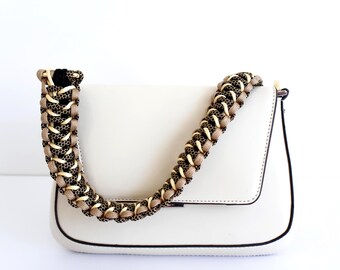 Handmade Leopard Print Purse Strap: Gold Hardware, Two-Sided