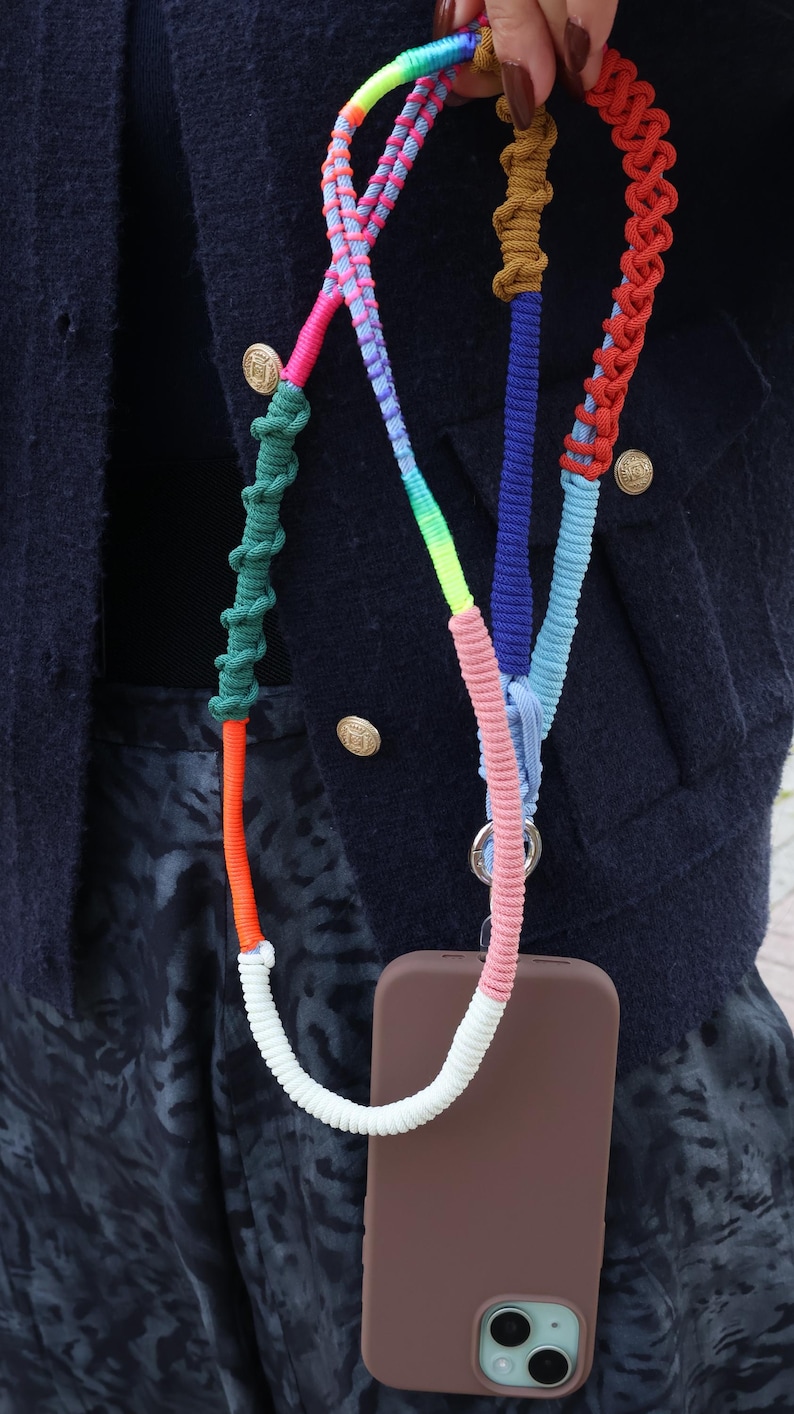 Rainbow Phone Crossbody Lanyard - Handmade Colorful Woven Strap - Etsy