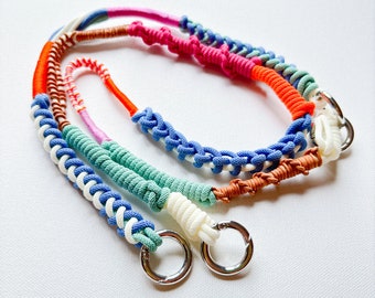 Macrame Phone Crossbody Strap Set: Turquoise, Blue & Pink Lanyard