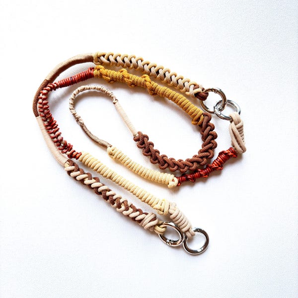 Phone Crossbody Strap Set Brown Beige - Two Piece Macrame Lanyard for Bags Purses & Cameras