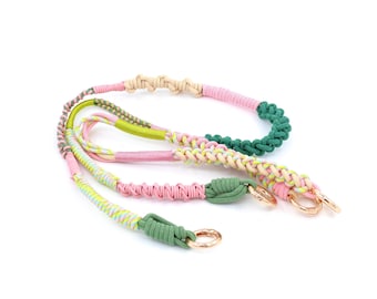 Handmade Macrame Phone Crossbody Strap Set, Pastel Rainbow Lanyard