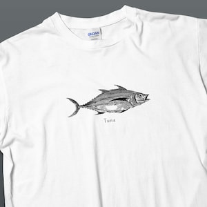 Sealife Lover Tee, Vintage Tuna Fish Illustration T-Shirt, Unisex Cotton Tee, Retro Fishing Graphic Shirt, Ocean Lover Gift
