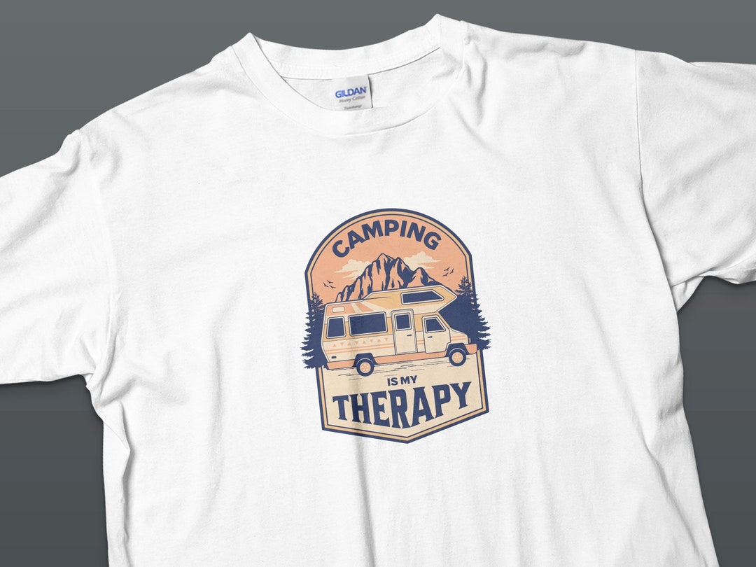 T-shirt Camping Therapy T-shirt graphique Mountain Camper Van