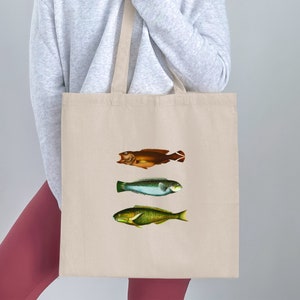 Lebendige Tropische Fisch Print Einkaufstasche, Bunte Fisch Illustration, umweltfreundliche Schultertasche, einzigartiges Strandzubehör