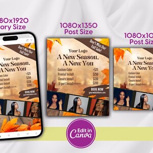 Fall Season Sale Flyer, DIY Flyer Template Design, Hair Flyer, Book Now Flyer, Lash Flyer, Autumn Holiday Flyer, Premade Business Flyer