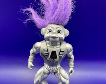 Vintage 1992 troll force silver future fighter TNT purple hair RARE