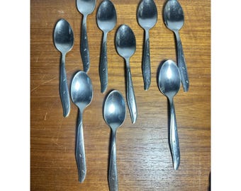 Mar-Crest Atomic Starburst (9) Teaspoons Stainless Star MCM 6"