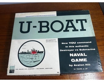 Vintage Avalon Hill U-Boot-Kriegs-Brettspiel AVH505 aus dem Jahr 1961, komplett
